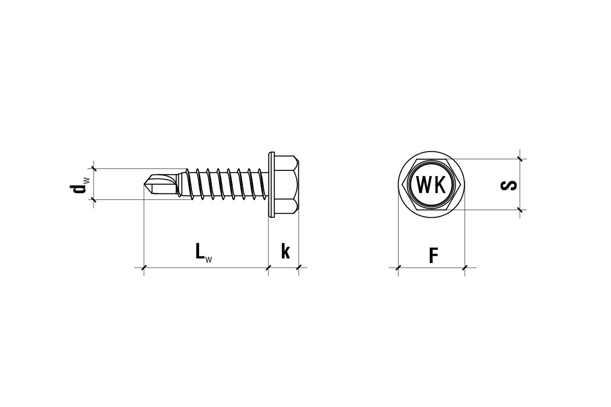 Technický výkres rozměrů – 4,8x16mm - 500 ks - Šroub samovrtný pro spojení plechů v přesahu, WSB