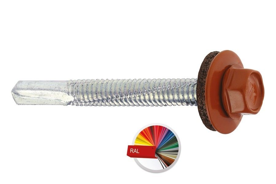 5,5x32mm - 1 Karton (12x250 ks) - Šroub samovrtný speciální pro kotvení plechu k ocelovemu podkladu do tloušťky - do 12 mm. 5,5 x 32 RAL 9006, WSS